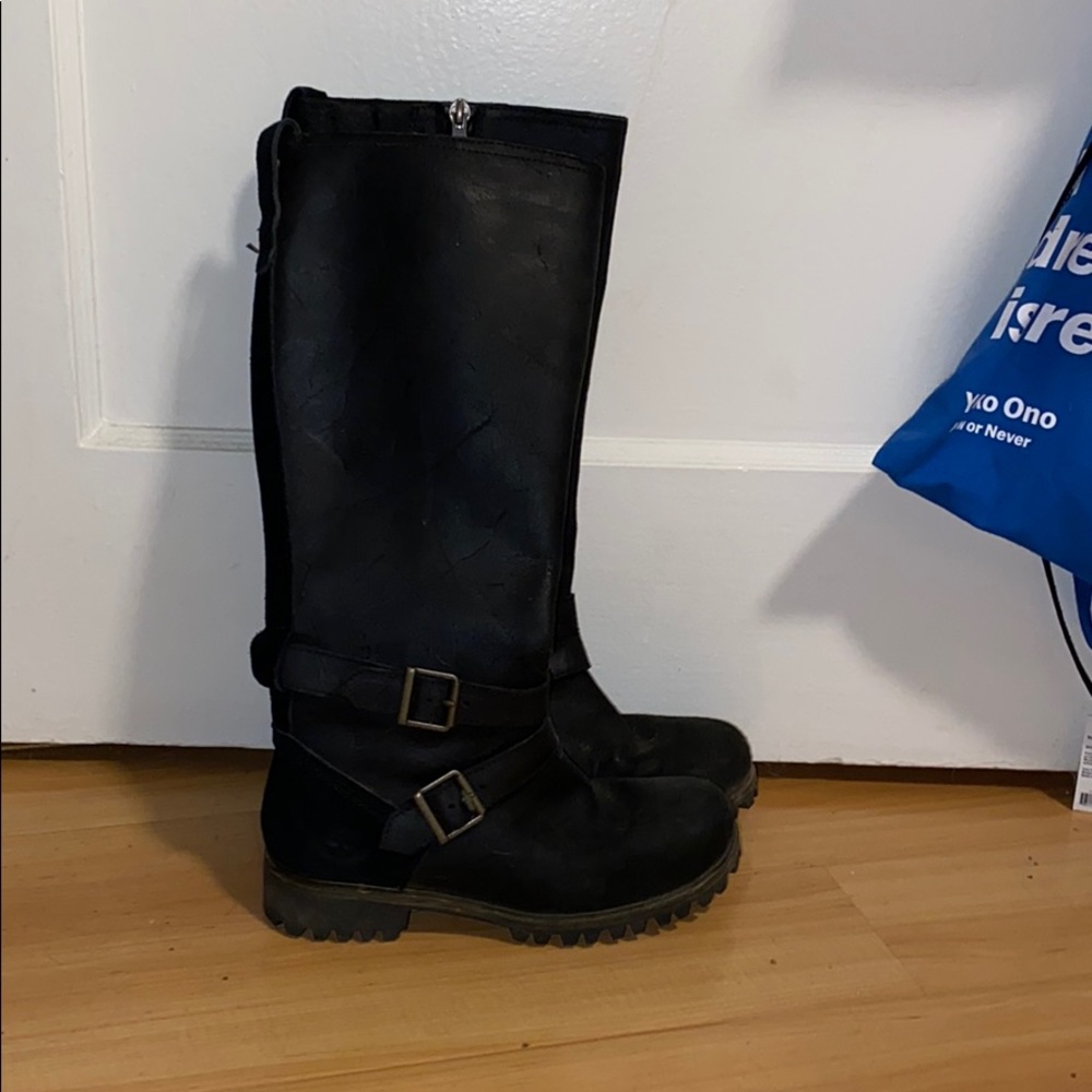 Timberland Wheelwright Tall Black Buckle Boots